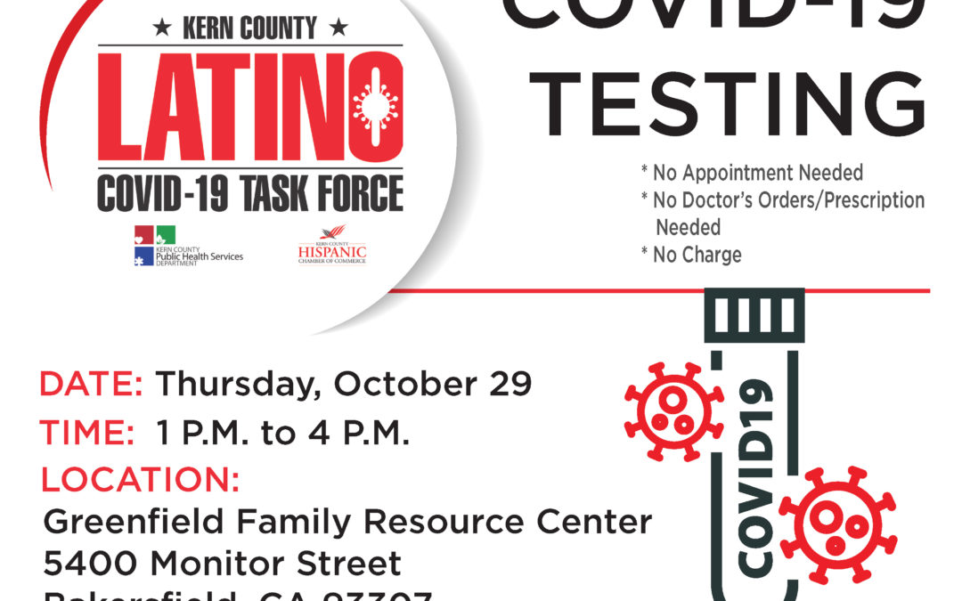 Kern County’s Latino COVID-19 Task Force to Host Two Free Testing Sites This Week